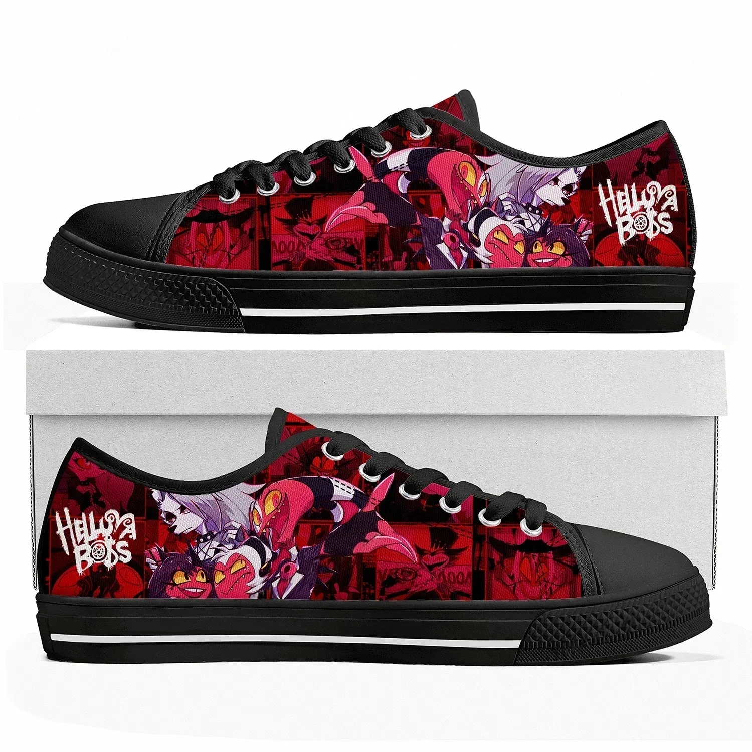 Men Shoes Boss - รองเท้าผ้าใบหุ้มข้อต่ำลายการ์ตูนอนิเมะ Helluva สำหรับผู้หญิง ผู้ชาย วัยรุ่น คุณภาพสูง