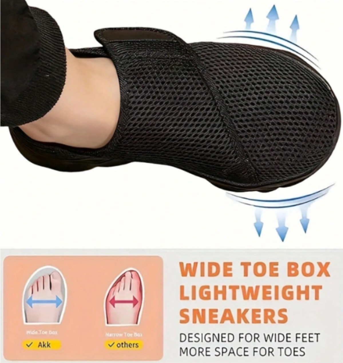 Men Shoes Velcro - รองเท้าผ้าใบผู้ชายแบบใหม่ ระบายอากาศได้ดี สายรัดปรับได้ หัวรองเท้ากว้าง พื้นนุ่ม กันลื่น