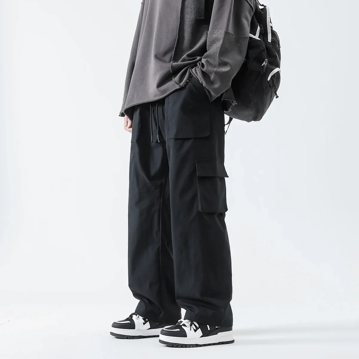 Men Shoes Joggers - กางเกงคาร์โก้ฮิปฮอปจ๊อกกิ้งแนวสตรีทผู้ชายกางเกงฮาเร็มเอวยางยืดมีกระเป๋าหลายกระเป๋ากางเกงลำลองสไตล์ฮาราจูกุสำหรับผู้หญิง