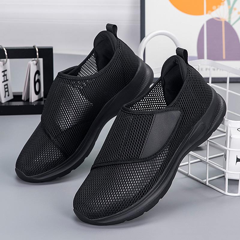 Men Shoes Velcro - YUYIN รองเท้ากีฬาตาข่ายระบายอากาศสำหรับฤดูร้อนของผู้ชายรองเท้าแบบสวมเวลโครน้ำหนักเบาสบายนุ่มระบายอากาศได้รองเท้าลำลองผู้ชาย
