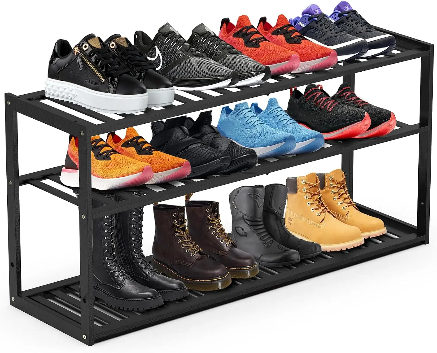 Men Shoes Rack - ชั้นวางรองเท้าไม้ไผ่ 3 ชั้น ขนาด 32.5 นิ้ว