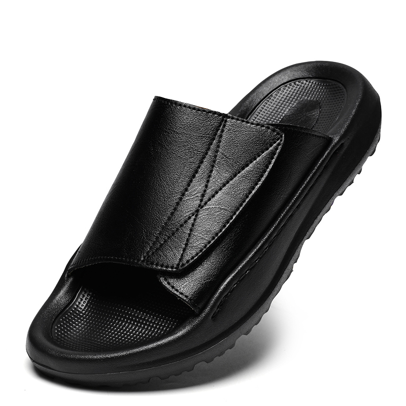 รองเท้าแตะหนังแบบสวมสำหรับผู้ช - Men Shoes Velcro บทวิจารณ์และราคา