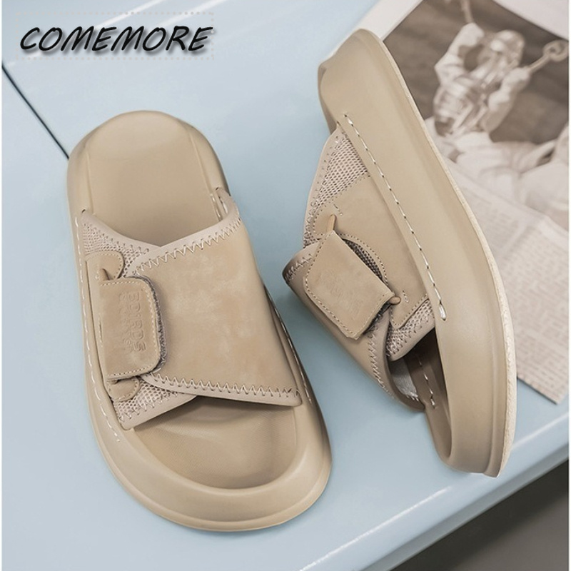 รองเท้าแตะพื้นหนาสำหรับผู้ชาย  - Men Shoes Velcro บทวิจารณ์และราคา
