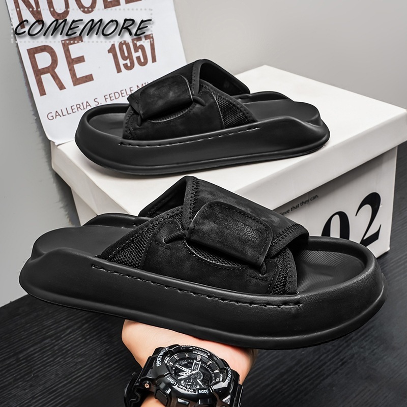 รองเท้าแตะพื้นหนาสำหรับผู้ชาย  - Men Shoes Velcro บทวิจารณ์และราคา