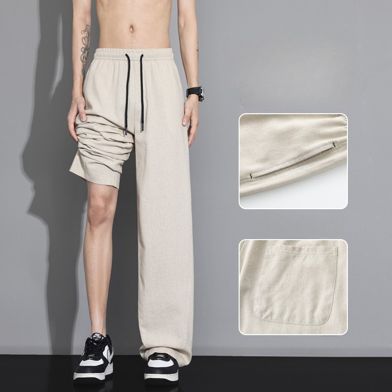 กางเกงผ้าลินินบางเบาใส่สบายสำห - Men Shoes Joggers บทวิจารณ์และราคา