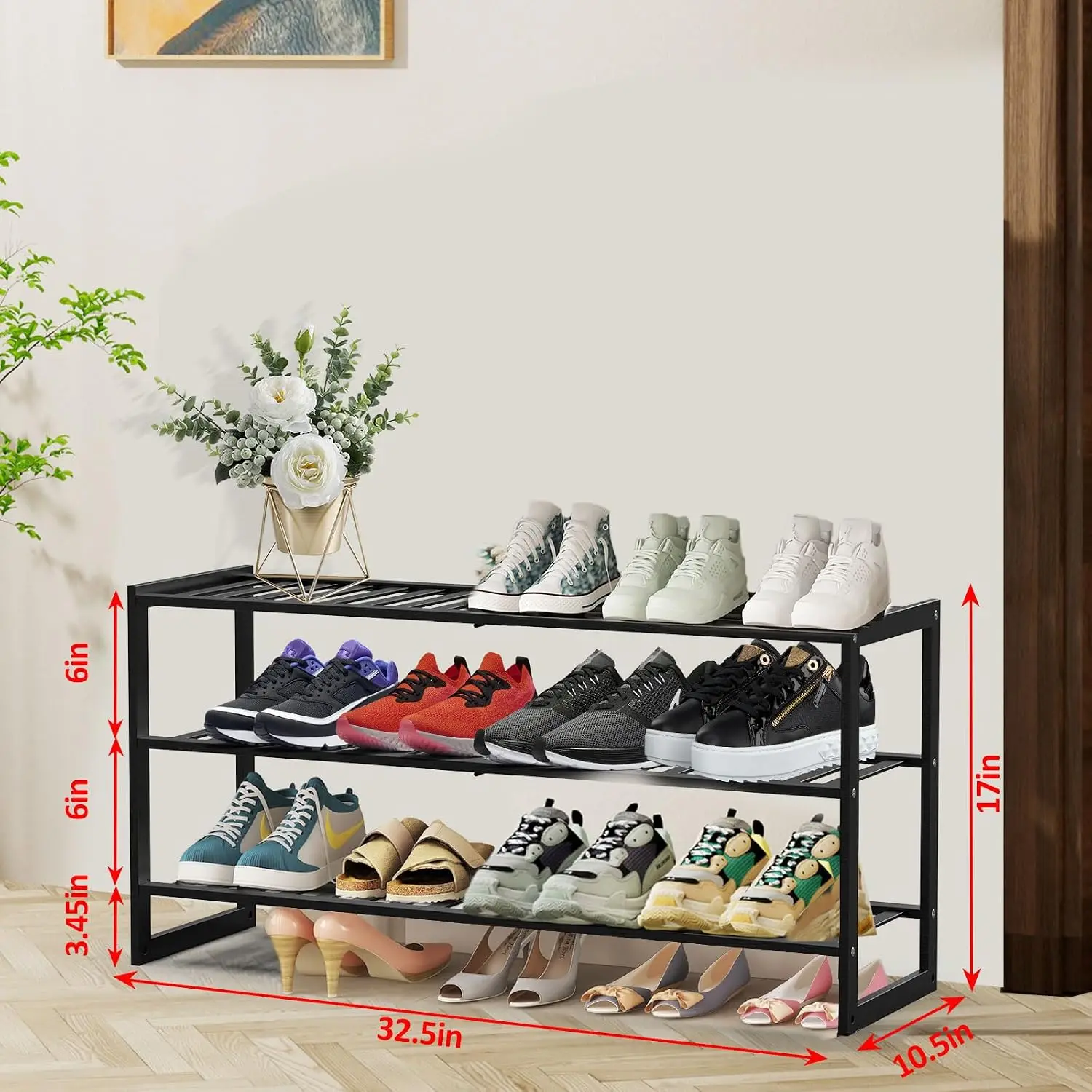 ชั้นวางรองเท้าไม้ไผ่ 3 ชั้น ขน - Men Shoes Rack บทวิจารณ์และราคา