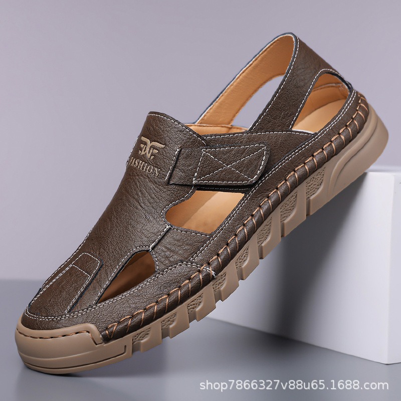 รองเท้าแตะรัดส้นผู้ชายแบบเจาะร - Men Shoes Velcro บทวิจารณ์และราคา