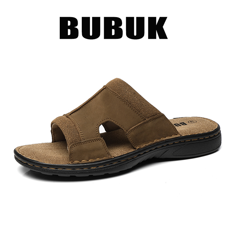 รองเท้าแตะหนังแบบสวมสำหรับผู้ช - Men Shoes Velcro บทวิจารณ์และราคา