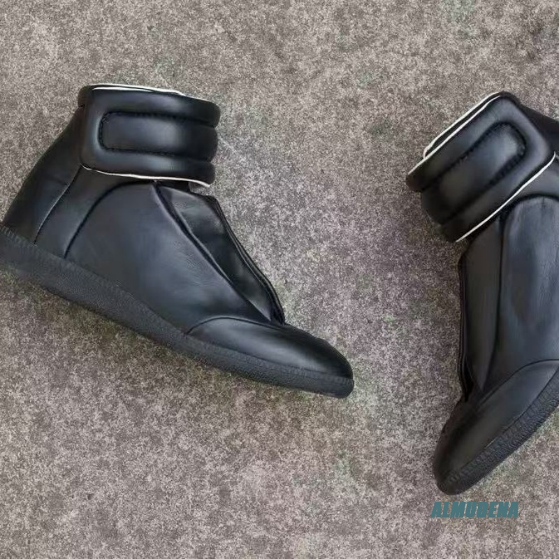 รองเท้าผ้าใบหุ้มข้อสูงสีดำล้วน - Men Shoes Velcro บทวิจารณ์และราคา