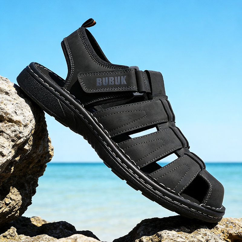 รองเท้าแตะหนังสำหรับผู้ชาย BUB - Men Shoes Velcro บทวิจารณ์และราคา